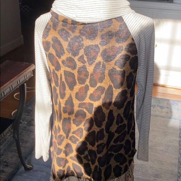 Lime & Chili Striped and Cheetah Print Tunic Top L - Picture 5 of 8